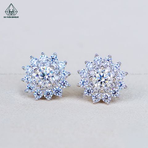 EX689 4mm Bông tai hoa cánh nhọn chuôi đẩy
