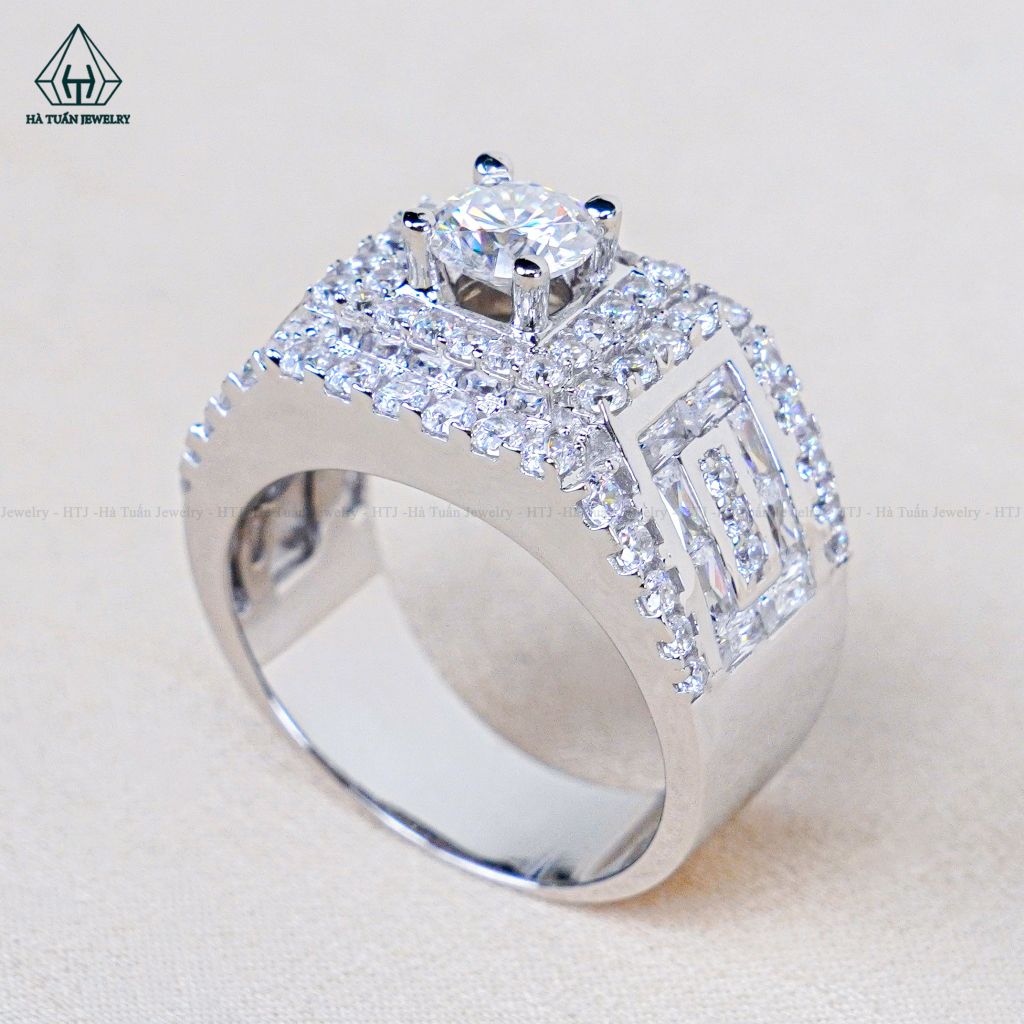 RMX202 6mm Nhẫn nam vuông viền baguette