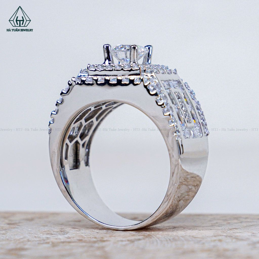 RMX202 6mm Nhẫn nam vuông viền baguette