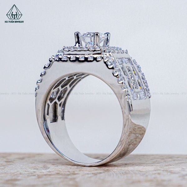  RMX202 6mm Nhẫn nam vuông viền baguette 