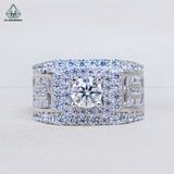  RMX202 6mm Nhẫn nam vuông viền baguette 