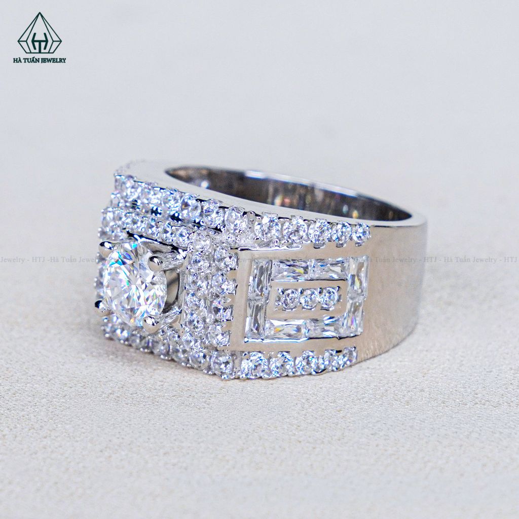 RMX202 6mm Nhẫn nam vuông viền baguette