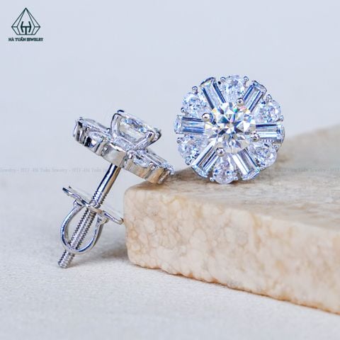 EX695 4.5mm Bông tai phối baguette