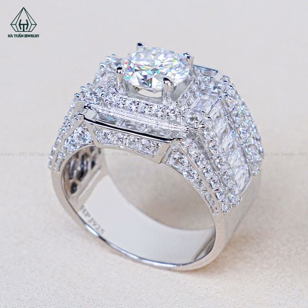  RMX204 7.5mm Nhẫn nam baguette vuông viền tấm 