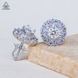  EX581 5mm Bông tai tròn 2 tầng vuông 