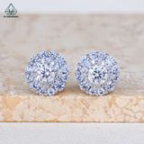  EX581 5mm Bông tai tròn 2 tầng vuông 