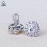  EX581 5mm Bông tai tròn 2 tầng vuông 