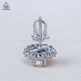  EX581 5mm Bông tai tròn 2 tầng vuông 