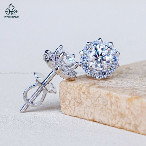  EX583 5mm Bông tai viền tấm hoa 10 cánh 