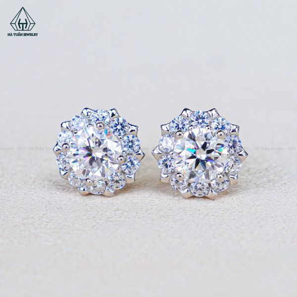  EX583 5mm Bông tai viền tấm hoa 10 cánh 