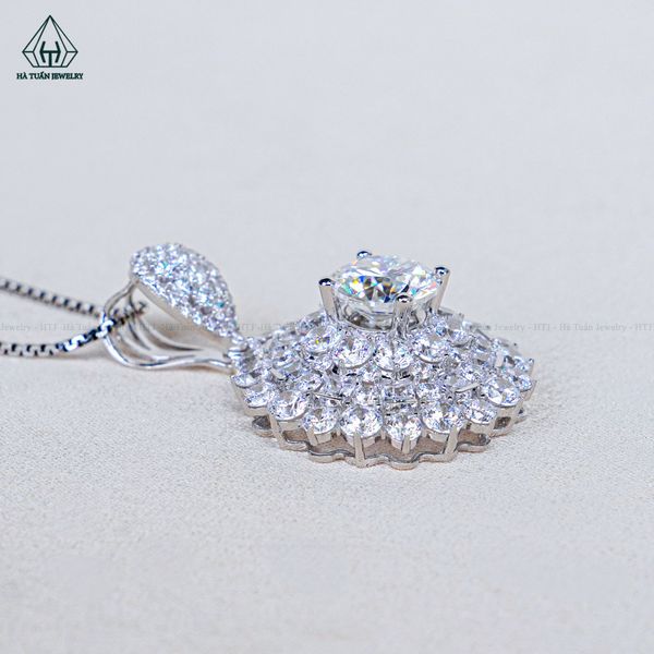  PX335 8.1mm Mặt dây chuyền tròn hoa đá nhọn 