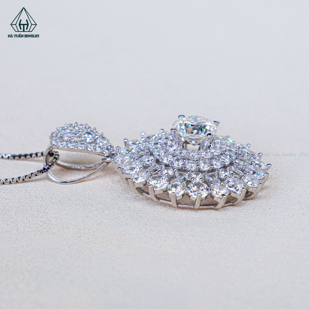 PX340 8.1mm Mặt dây chuyền tròn hoa đá nhọn