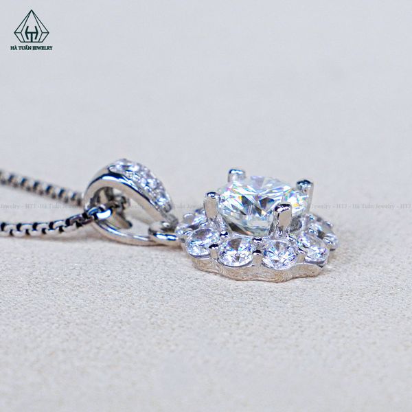  PX333 6.5mm Mặt dây chuyền hoa đá 10 cánh tròn 