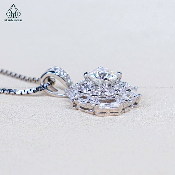 PX359 5.4mm Mặt dây chuyền viền đá phối baguette X 