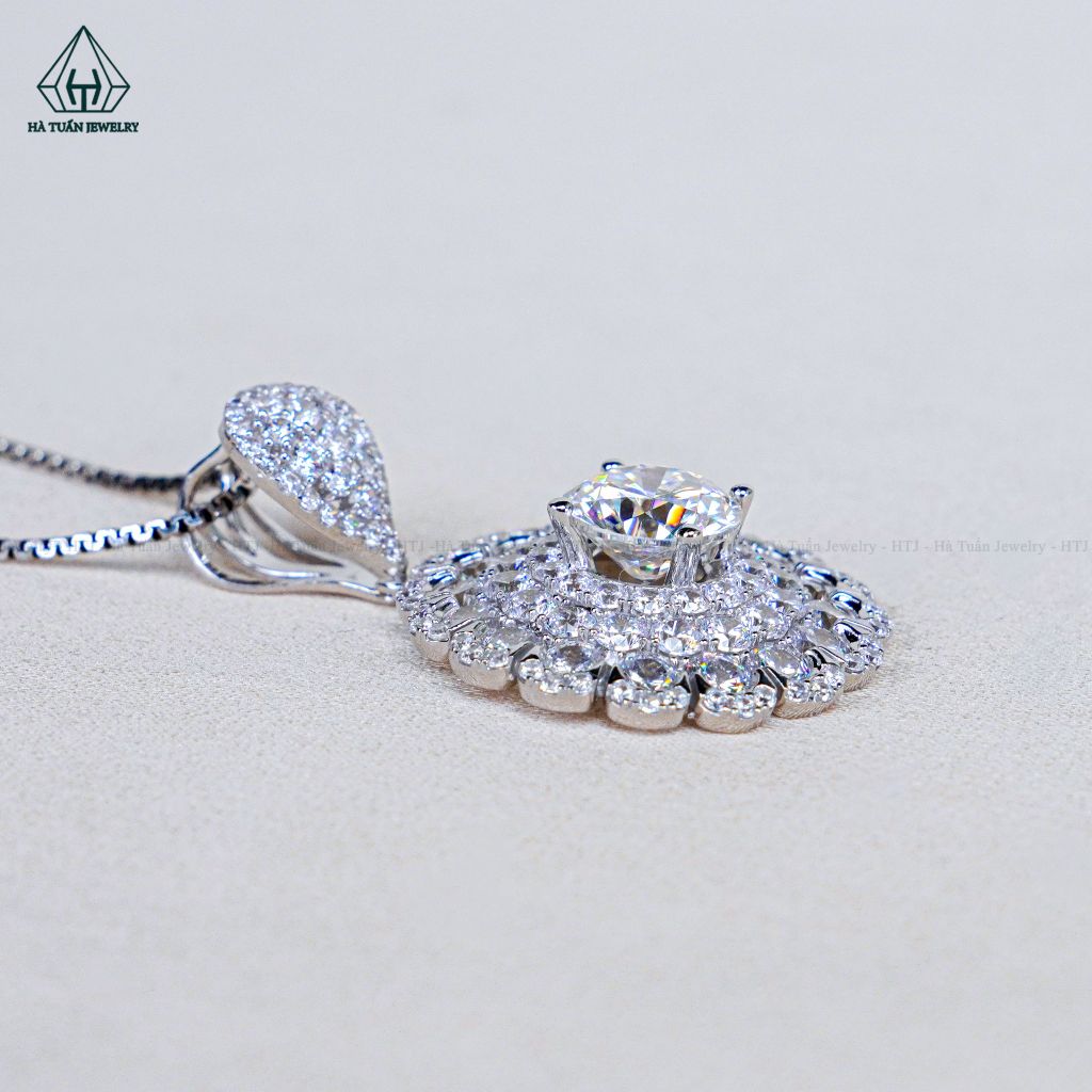 PX360 8.1mm Mặt dây chuyền hoa đá tròn