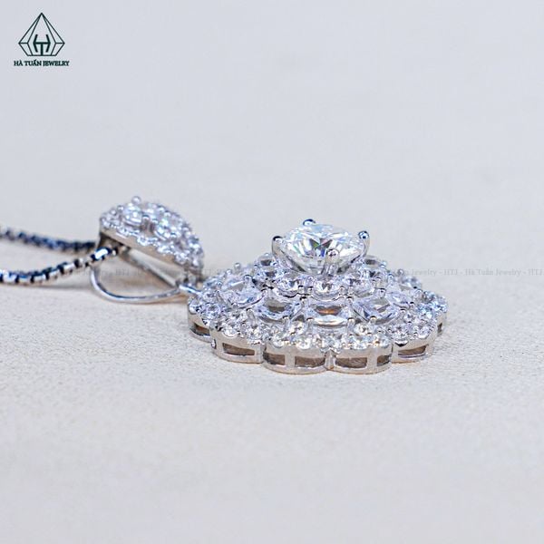  PX362 6mm Mặt dây chuyền hoa đá tròn khoen đá 