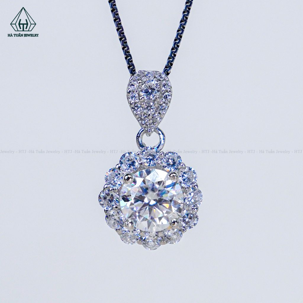 PX363 7.5mm Mặt dây hoa 12 cánh tròn khoen đá