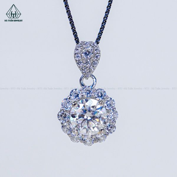  PX363 7.5mm Mặt dây hoa 12 cánh tròn khoen đá 