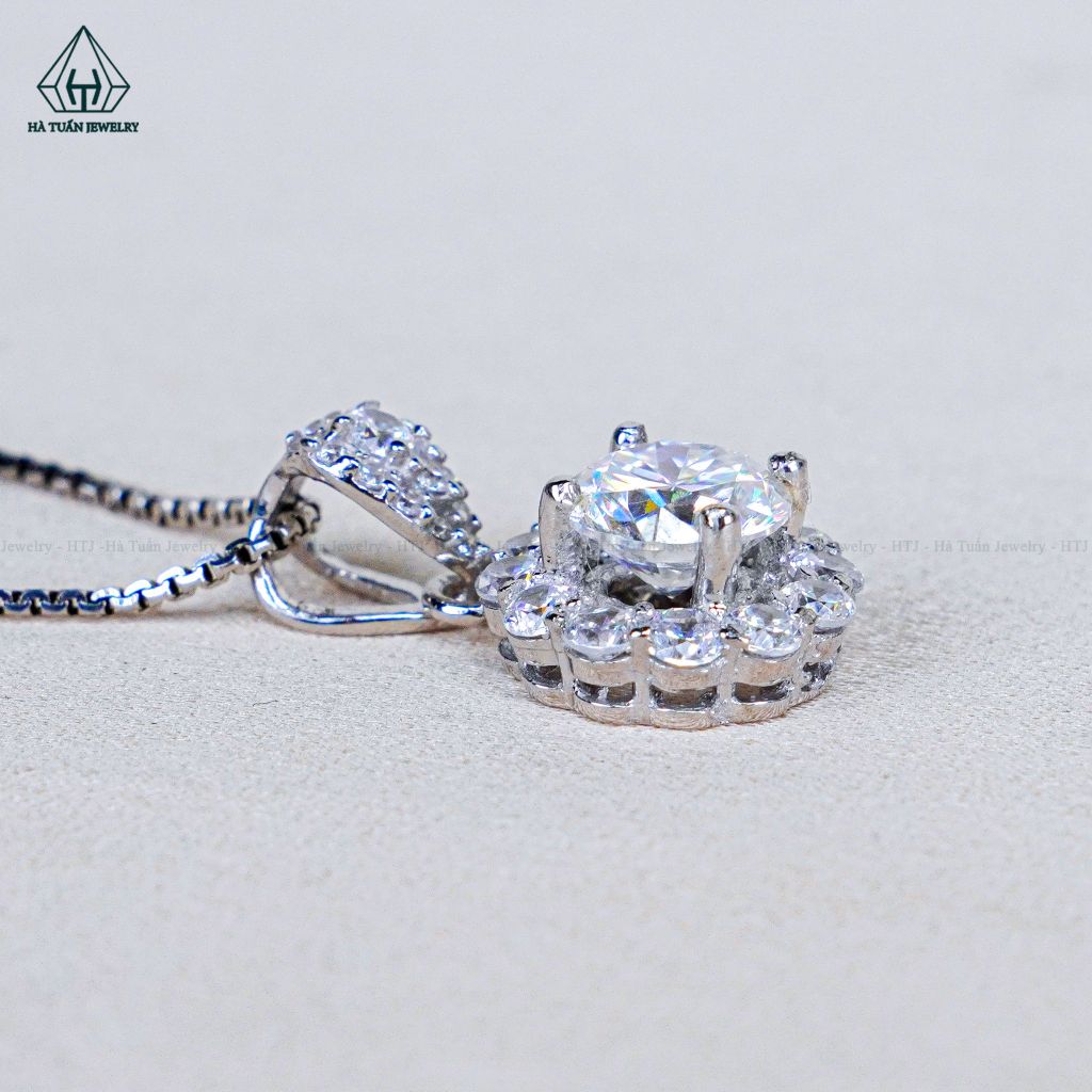 PX363 7.5mm Mặt dây hoa 12 cánh tròn khoen đá