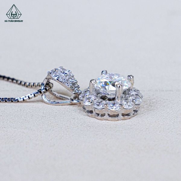  PX363 7.5mm Mặt dây hoa 12 cánh tròn khoen đá 