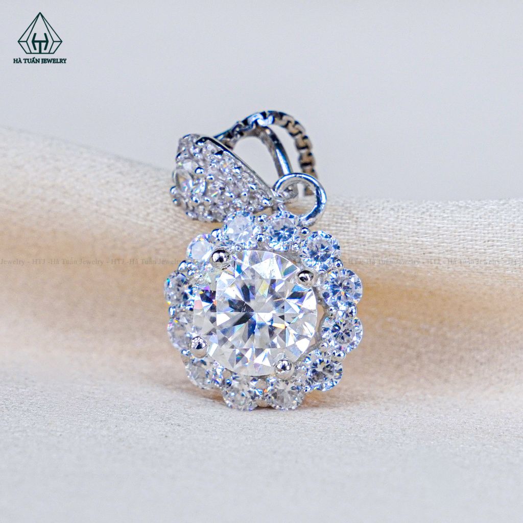 PX363 7.5mm Mặt dây hoa 12 cánh tròn khoen đá