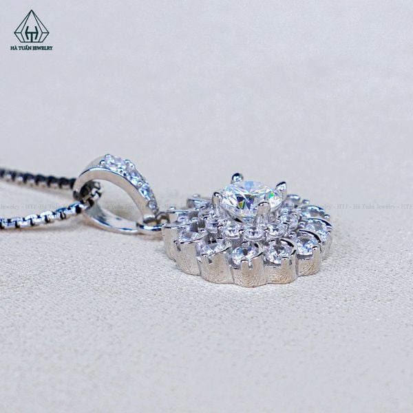  PX364  5mm Mặt dây chuyền hoa đá cánh chéo 