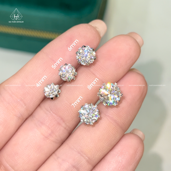  EX004 4-8mm Vỏ Chiếc Bông tai nụ chấu đôi 