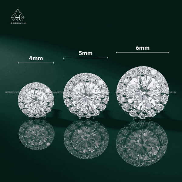 EX048 FULL MOIS 4-5-6mm Bông tai halo tròn 1 chiếc vỏ bông