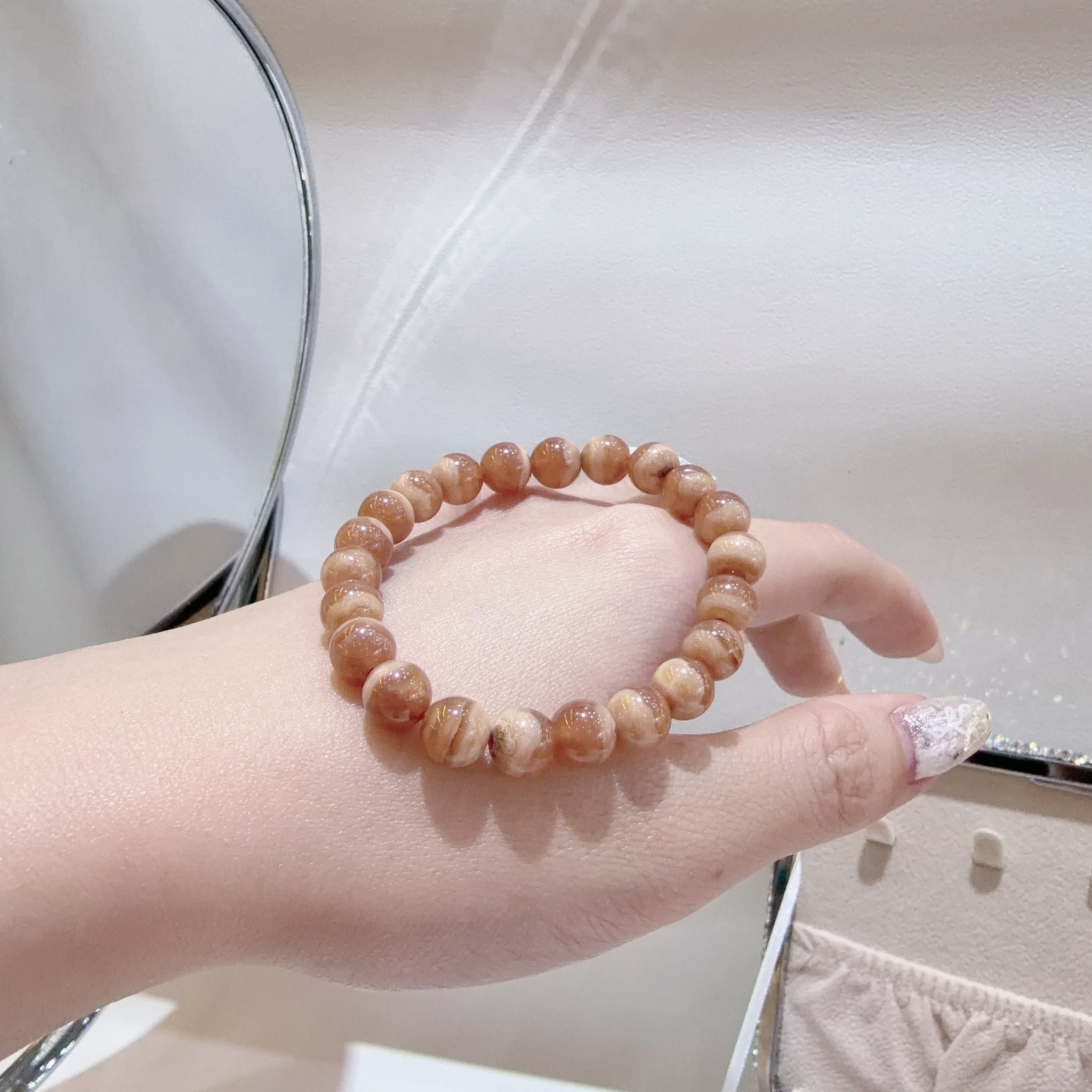 S044 VÒNG ĐÁ ĐÀO HOA MẬT ONG