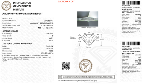 LDI45 Kim cương nuôi cấy 4.5mm-IGI LG712501716
