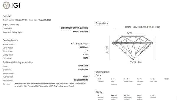  LDI54 Kim cương nuôi cấy 5.4mm-IGI LG726559486 