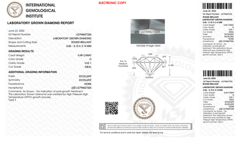LDI50 Kim Cương Nuôi Cấy 5mm D/VVS1 - IGI LG794627326