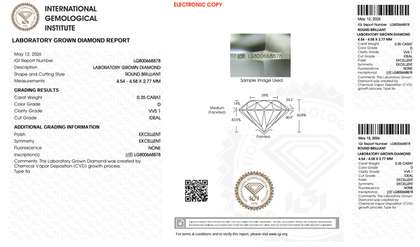  LDI45 Kim cương nuôi cấy 4.5mm-IGI LG800668878 