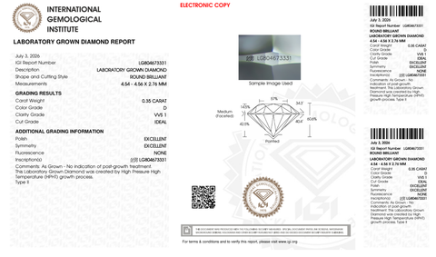 LDI45 Kim Cương Nuôi Cấy 4.5mm D/VVS1 - IGI LG804673331