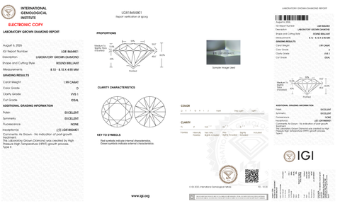LDI81 Kim Cương Nuôi Cấy 8.1mm D/VVS1 - IGI LG818654401