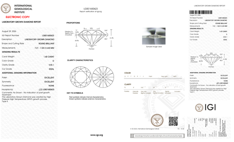 LDI72 Kim Cương Nuôi Cấy 7.2mm D/VVS1 - IGI LG831650623