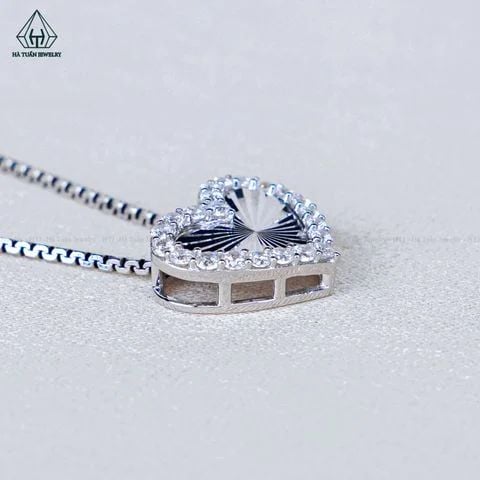 N710 Dây mặt liền Tim đính đá (Bản 12mm)