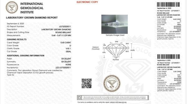  LDI54 Kim cương nuôi cấy 5.4mm-IGI LG732520011 