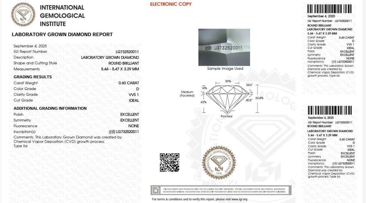  LDI54 Kim cương nuôi cấy 5.4mm-IGI LG732520011 