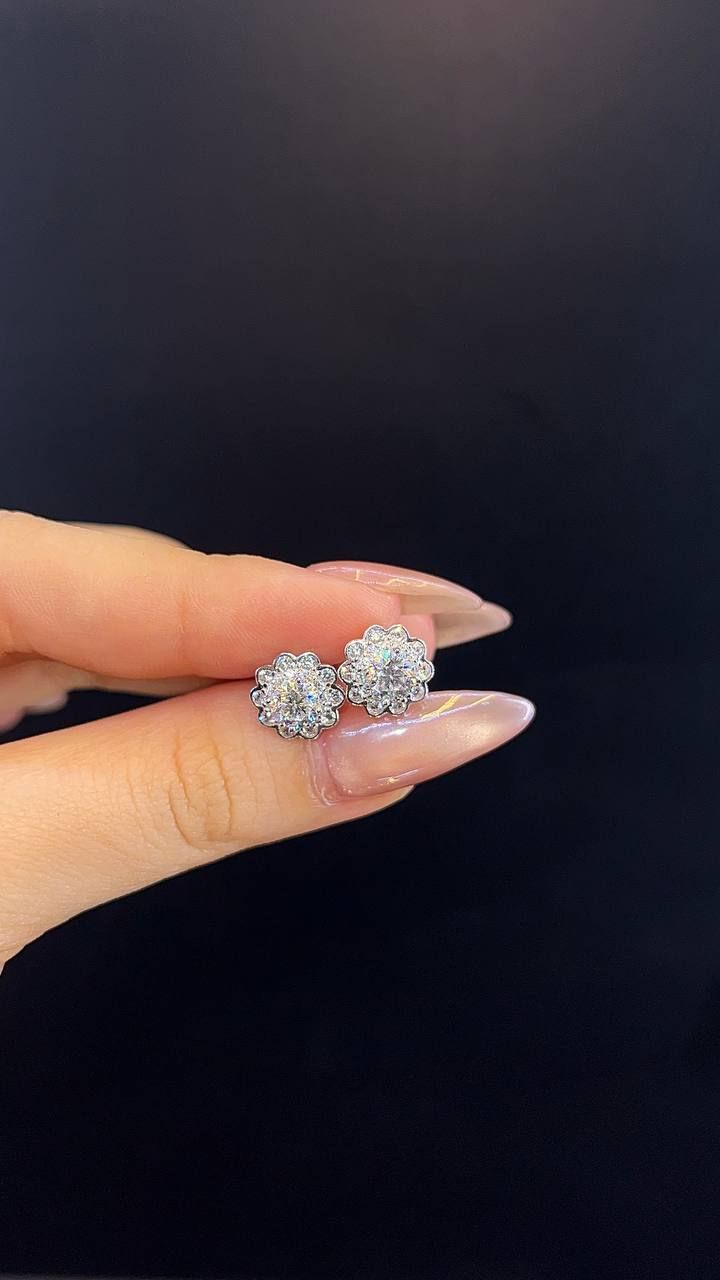  EX596 5mm Bông tai 2 tầng 10 cánh 