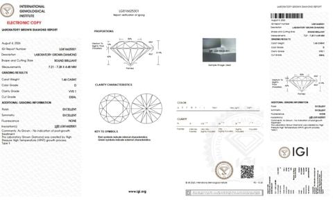 LDI72 Kim cương nuôi cấy 7.2mm-IGI LG816625301
