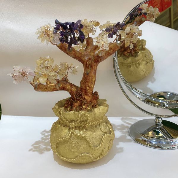  VP016 CÂY TÀI LỘC THẠCH ANH VÀNG TÍM 