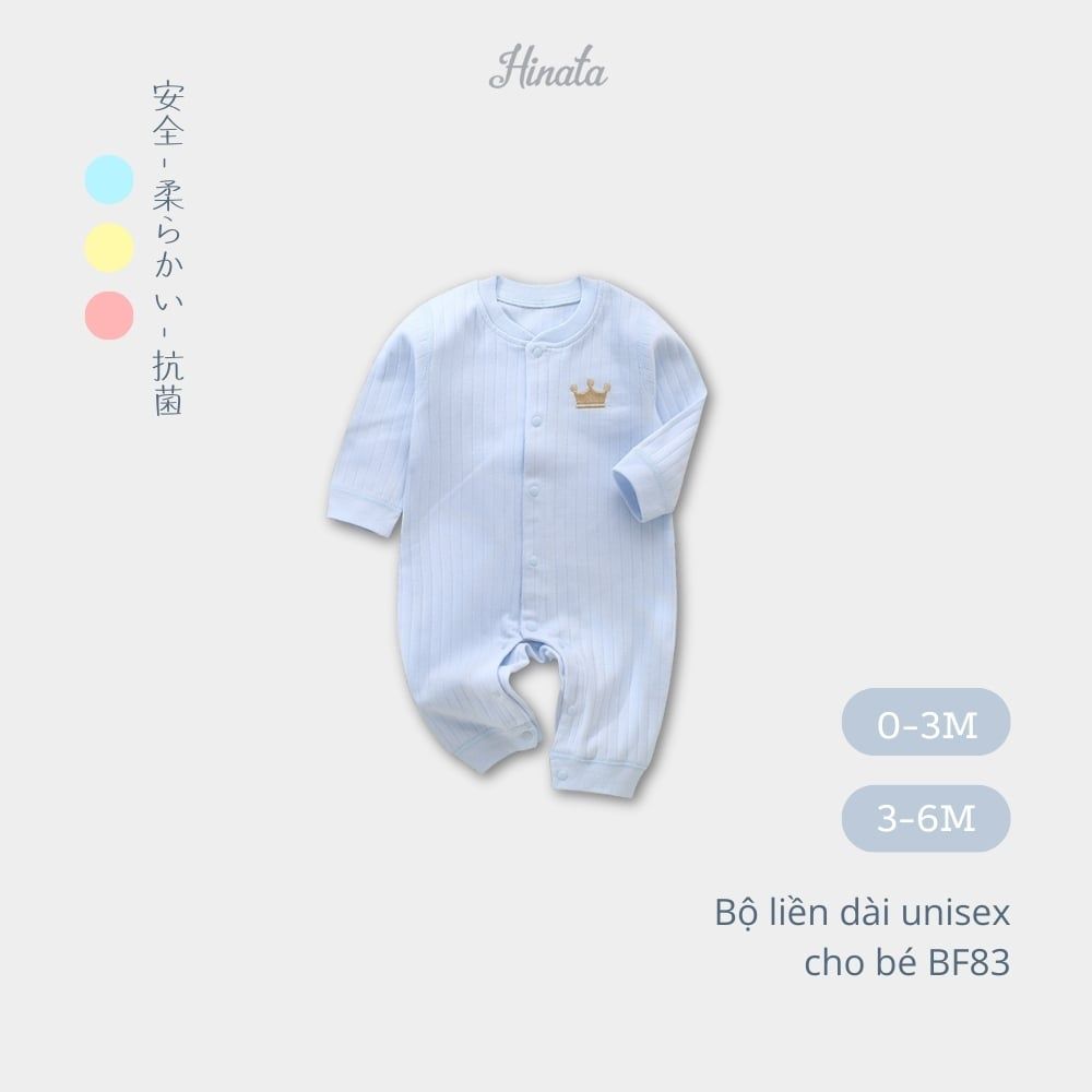  [02 Set] Body Sleepsuit unisex Hinata BF83 cho bé sơ sinh từ 0-6 tháng 