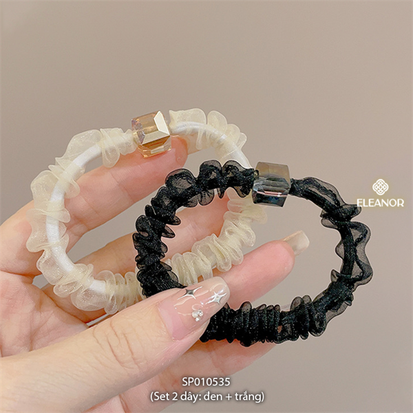  Cột tóc - Set 2 dây (1 trắng 6012 + 1 đen 6013) 