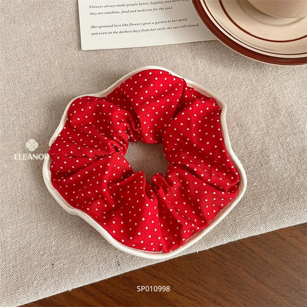  Cột tóc - SP010998 chấm bi viền trắng 