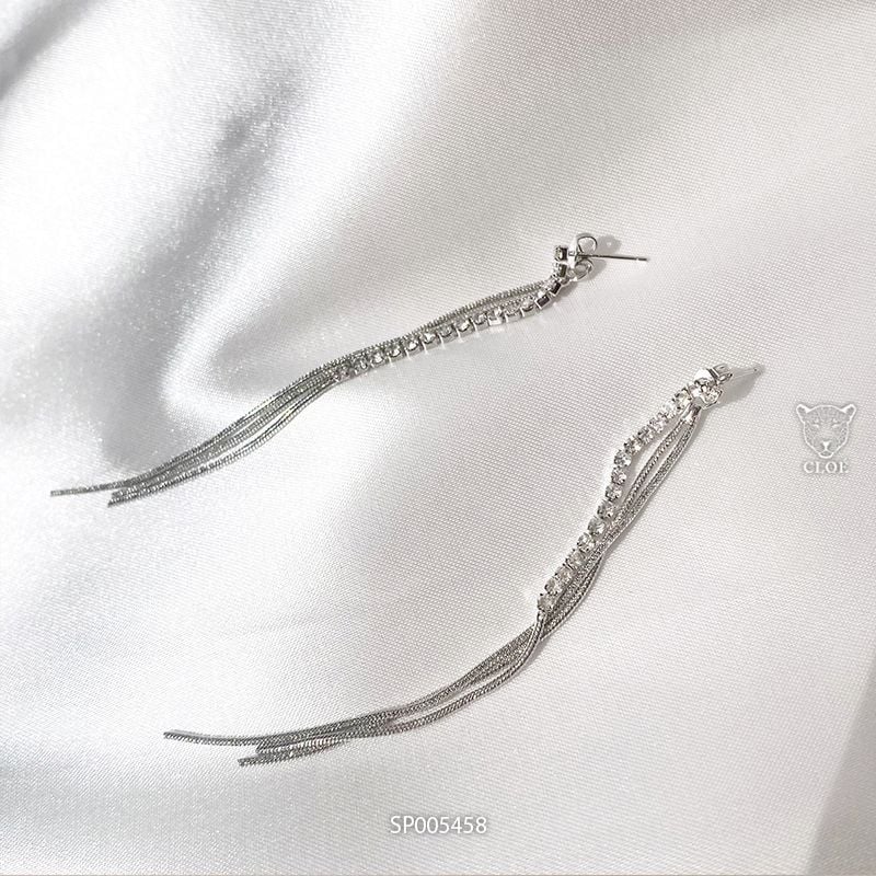  Bông tai chuôi bạc 925 khuyên tai dây thả đính đá phụ kiện trang sức Cloe Accessories 5458 