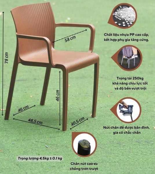 Ghế nhựa sóng có tay XDAILY | WAVE chair