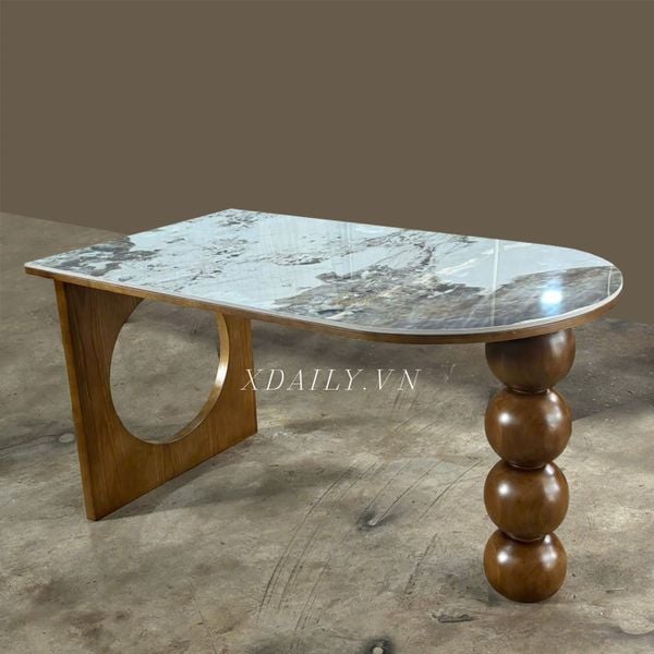 Bàn ăn gỗ XDAILY Holo | Bàn ăn chân hồ lô.