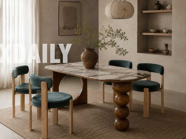 Bàn ăn gỗ XDAILY Holo | Bàn ăn chân hồ lô.