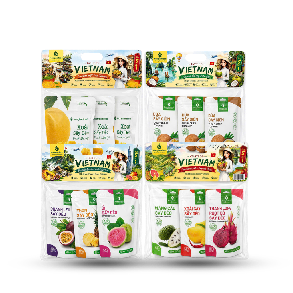 COMBO XOÀI SẤY DẺO 6 TÚI (MUA 5 TẶNG 1) | 6-PACK DRIED MANGO COMBO | BUY 5 GET 1 FREE